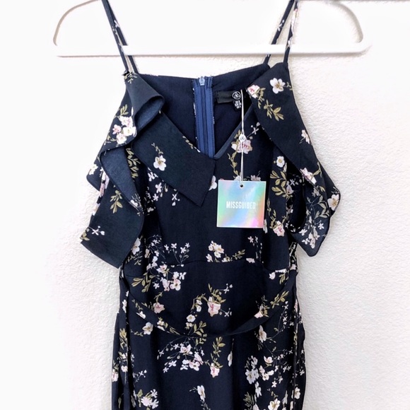 MISSGUIDED Navy Midi Dress / Brand New - Picture 3 of 5